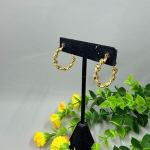 Vintage Gold Plated Twisted Hoop Earrings